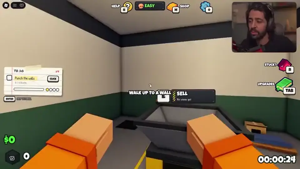 Punch Out Of Prison cell with crusher sell prompt and Shop HUD